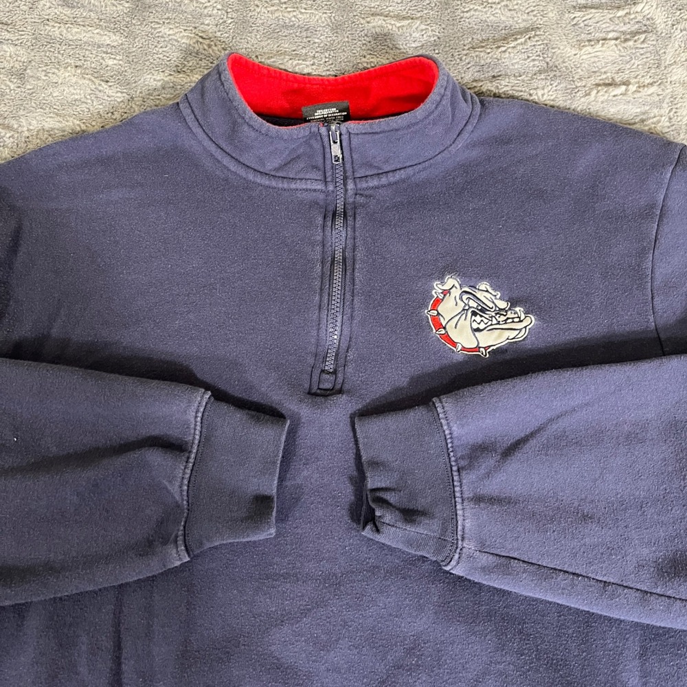 Colosseum Mens XL Navy Blue Bulldog Embroidered Quarter Zip Pullover Sweatshirt